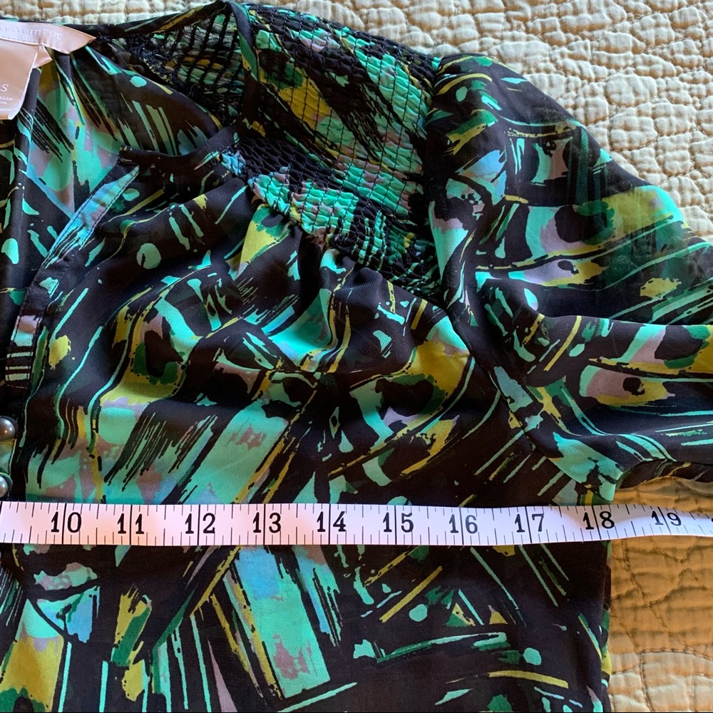 Banana Republic Sheer Green Long Sleeve Blouse Small - Picture 7 of 11